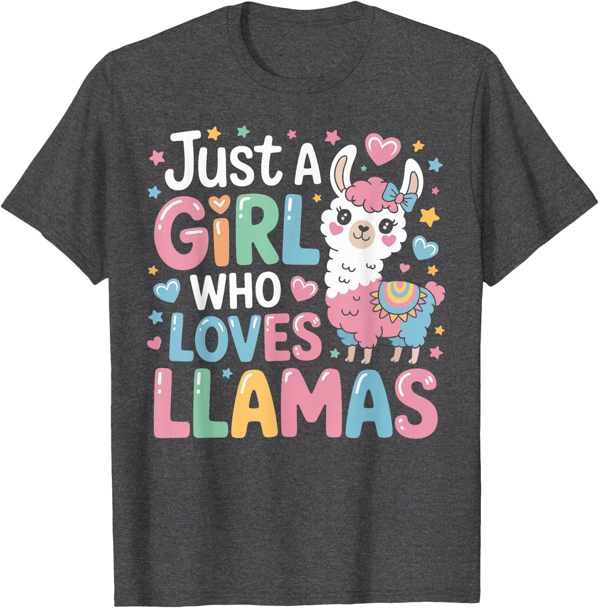 Funny Adorable Llama Lover Just a Girl Who Loves Cute Llamas Gifts for Girls Kids T-Shirt - Dark Heather Grey