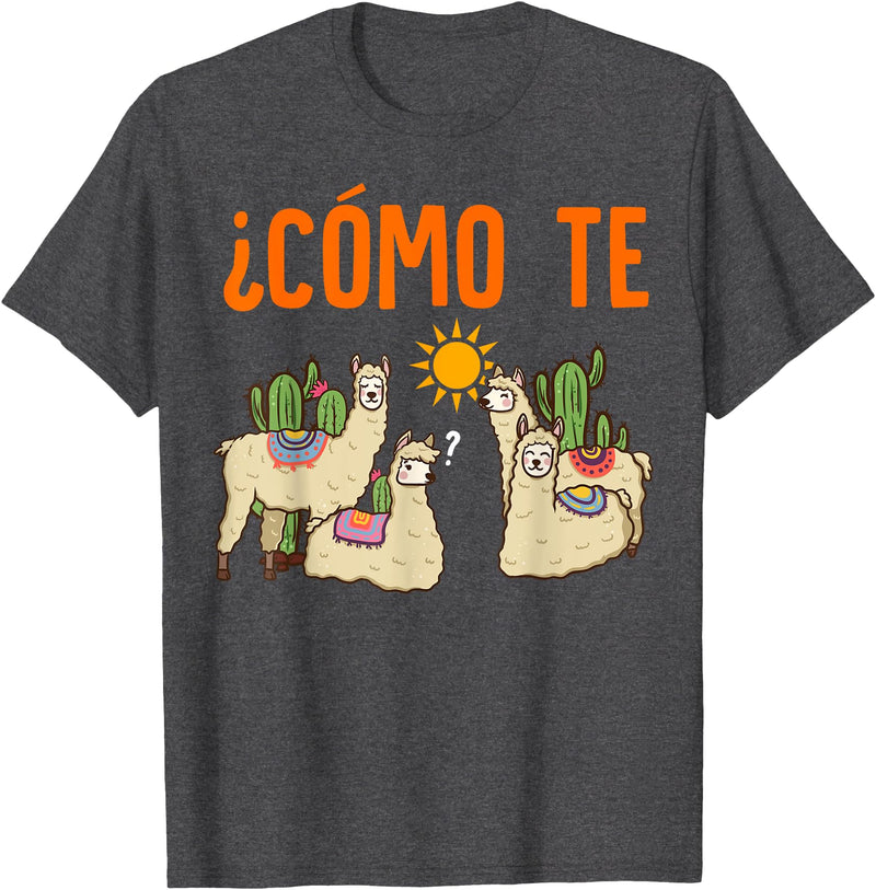 Nerd Ninja Llama Como Te LLamas Spanish Teacher Llama Gift T-Shirt for Men Women Girls Kids - Dark Heather Grey