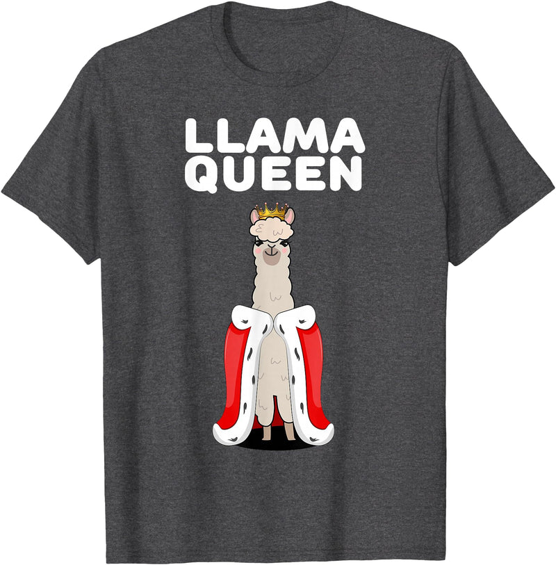 Womens Llama Shirts for Girls Llama Queen | Girls Llama Tshirt | Womens Llama T-Shirt - Dark Heather Grey