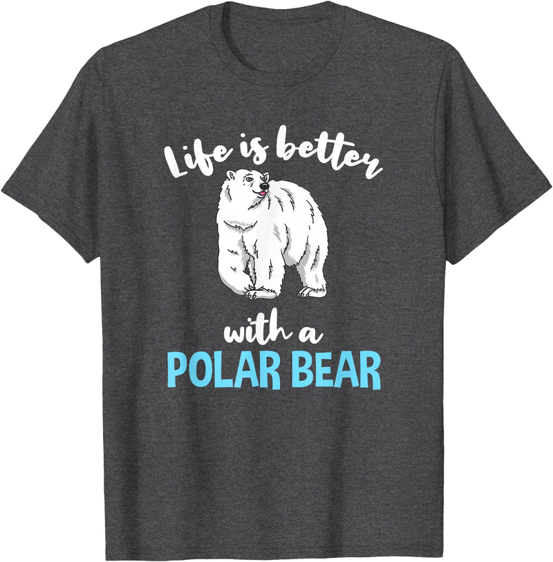 Hiking Lover Design Life is Better with A Polar Bear T-Shirt - Dark Heather Grey