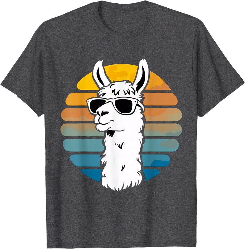 Alpaca Funny Llama Lover Funny Llama Sunglasses T-Shirt - Dark Heather Grey