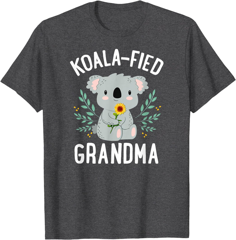 Mothers Day Stuff for Mom from Daughter or Son Koalafied Grandma Koala Bear Sunflower Floral Mothers Day T-Shirt - Dark Heather Grey