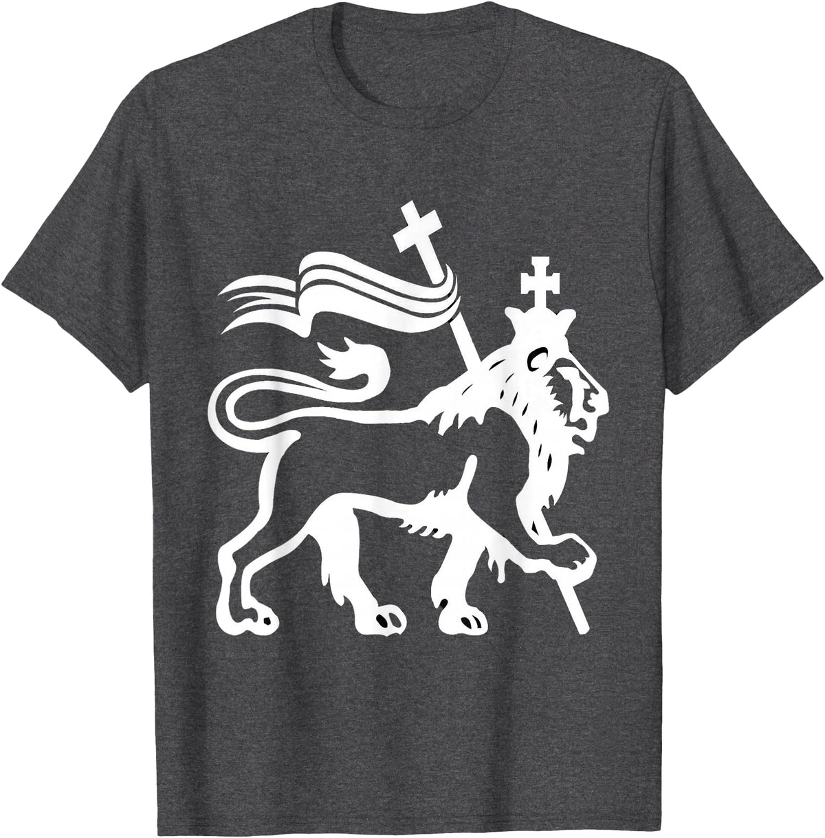 T and T Lion Christian Designs Lion Of Judah T-Shirt - Dark Heather Grey