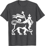 T and T Lion Christian Designs Lion Of Judah T-Shirt - Dark Heather Grey