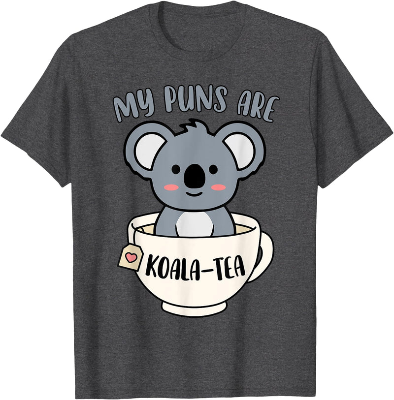 Cute Shirts and Merch My Puns Are Koala Tea Funny Cute Koala Bear Animal Pun T-Shirt - Dark Heather Grey