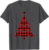 Christmas Buffalo Plaid Tree Tee Christmas Red & Black Buffalo Plaid Tree T-Shirt - Dark Heather Grey
