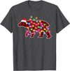 Funny Polar Bear Christmas Lights Pajamas Women Plaid Buffalo Polar Bear Christmas Pajamas Xmas Lights Women T-Shirt - Dark Heather Grey