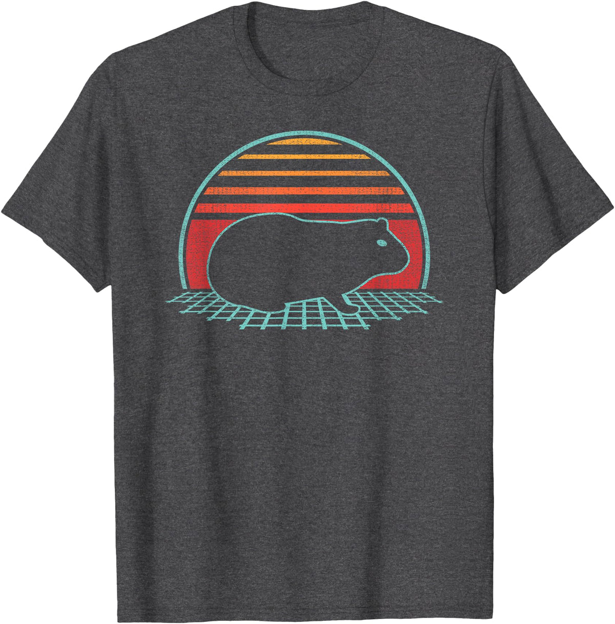Guinea Pig Graphic Art Designs Guinea Pig Lover Animal Retro Vintage 80s Style T-Shirt - Dark Heather Grey
