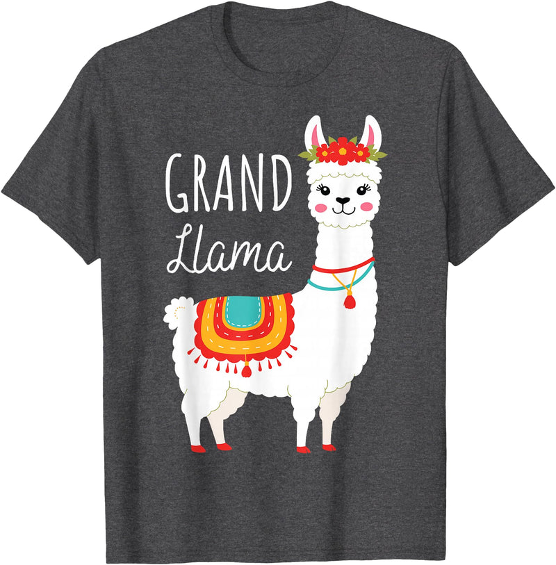 Mother's Day Gifts & Apparel Grand Llama - Grandma Grandmother Llama Lovers Mother's Day T-Shirt - Dark Heather Grey