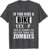 Funny Cycling Shirts and Gifts Funny Halloween Biking Quote Bike Race Biker Zombie Meme T-Shirt - Dark Heather Grey