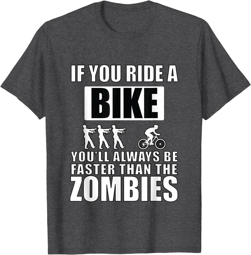 Funny Cycling Shirts and Gifts Funny Halloween Biking Quote Bike Race Biker Zombie Meme T-Shirt - Dark Heather Grey