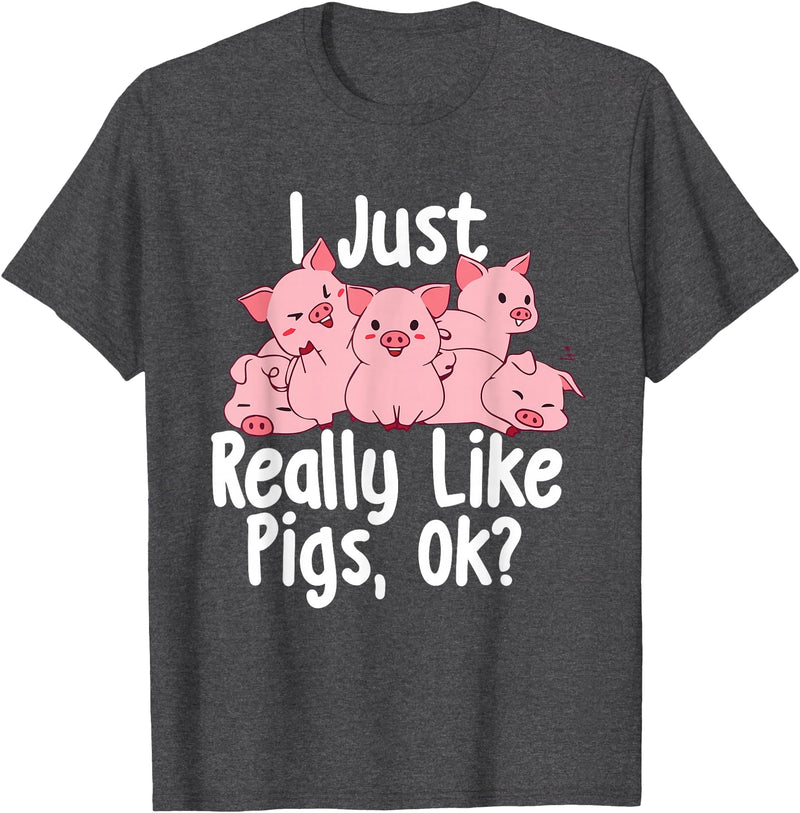 Funny Pig Lover Shirts I Just Really Like Pigs - Pig Lover Pig Farming Farmer T-Shirt - Dark Heather Grey