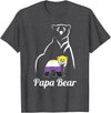Non-Binary Family Bear Designs LGBT Non-Binary Papa Bear Enby Non Binary Pride T-Shirt - Dark Heather Grey