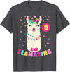 Llamazing Birthday Party Outfit Llama Lovers Llamazing 8 Years Old Girl Birthday Cute Llama Alpaca Kids T-Shirt - Dark Heather Grey
