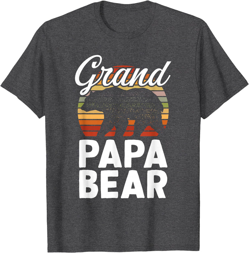 Crazy Grandpa Apparel & Gifts Fun Grandpa Animal Sunset Graphic - Grandpapa Bear T-Shirt - Dark Heather Grey