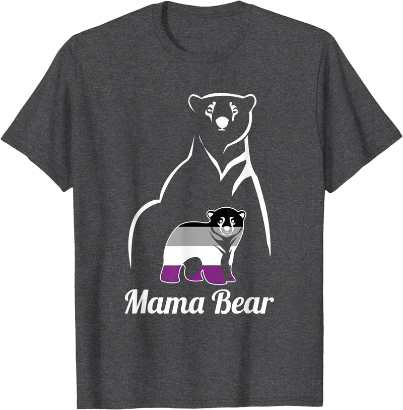 Asexual Mama Bear Designs Co. Asexual Mama Bear Asexual Pride LGBT Ace Pride Flag Mom T-Shirt - Dark Heather Grey