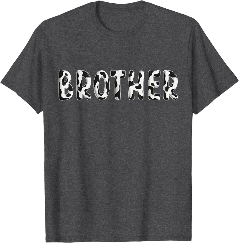 Cow Pattern Print Family Matching Birthday Shirts Cow Brother Birthday Family Matching Fathers Day Boy Girl T-Shirt - Dark