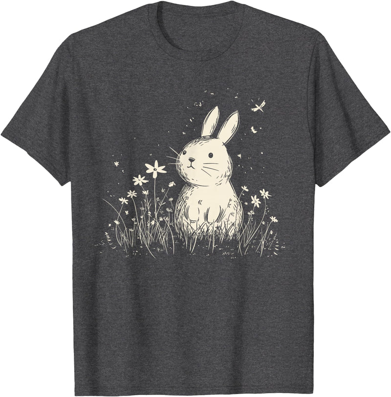 Bunny Rabbit Chibi Japanese Kawaii Cute Animal Alt Aesthetic T-Shirt in Dark Heather Grey