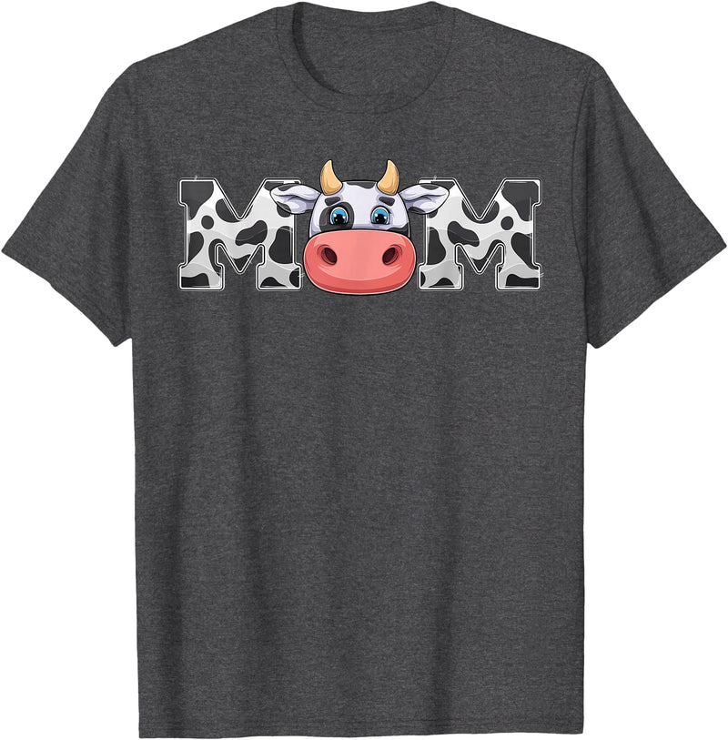 ETHRLO cow im one birthday decorations Shirts Mom Cow Print Cowboy Animal Pattern Farmer Cow Mother Mom T-Shirt - Dark