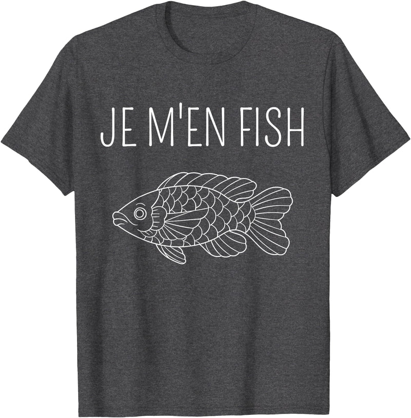 Poisson Pèche Je M'en Fish - Funny Fisherman T-Shirt - Dark Heather Grey