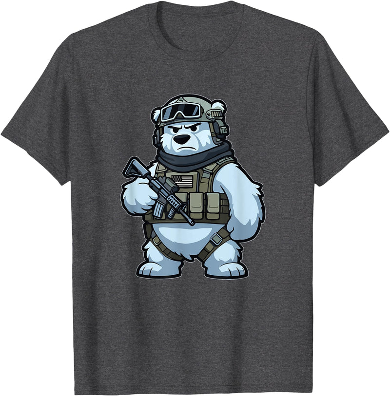 Nate's SOF-Tee's Christmas Drink Infantry Polar Bear Veteran Men Women Gift T-Shirt - Dark Heather Grey