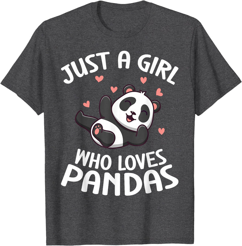 Panda Bear Clothing Panda Lover Cute Kids Just A Girl Who Loves Pandas T-Shirt - Dark Heather Grey