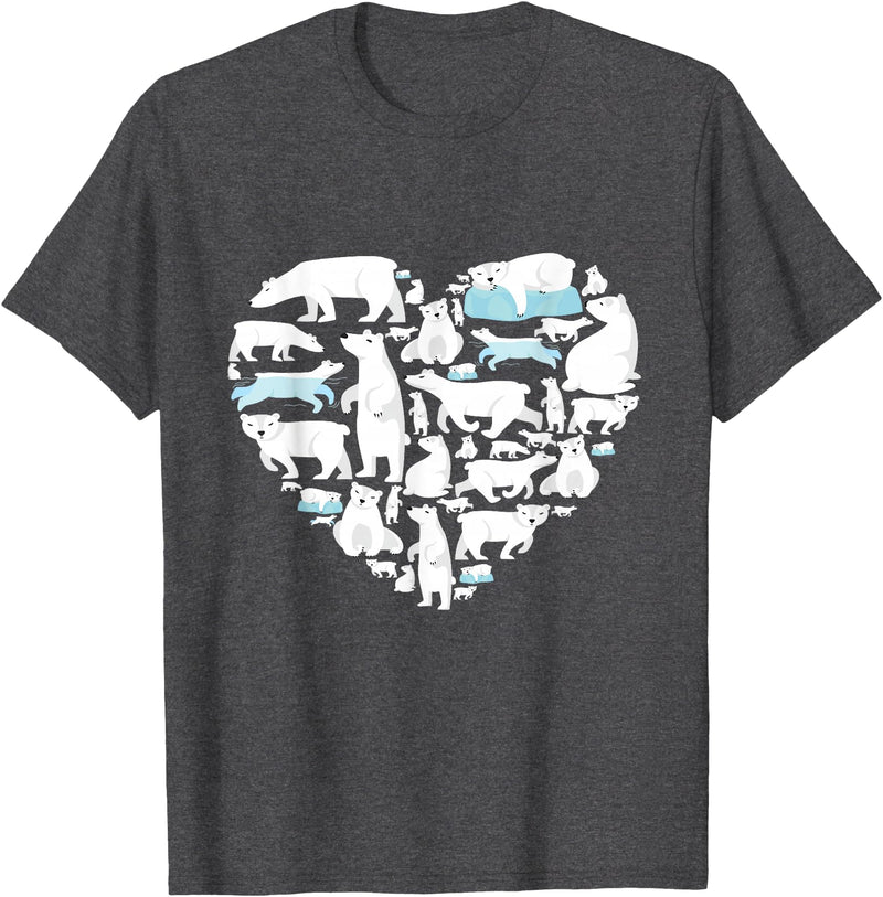 Polar beart lover heart gifts idea kids boys girls Polar Bear Lover Polar Bear Heart Valentine Gift Men Women T-Shirt - Dark Heather Grey