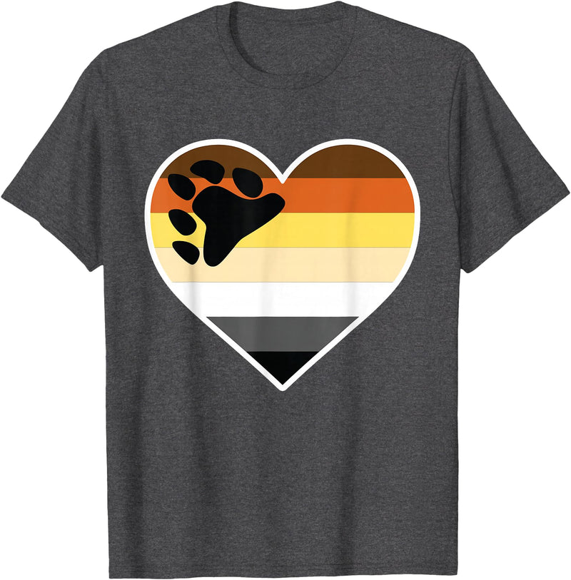 Bear Gift for LGBT Member LGBTQ Bear Flag Heart - LGBTQIA+ Pride Month Bear T-Shirt - Dark Heather Grey