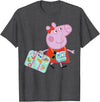 Peppa Pig Ready to Travel UK to USA Suitcase Camara Glasses T-Shirt - Dark Heather Grey