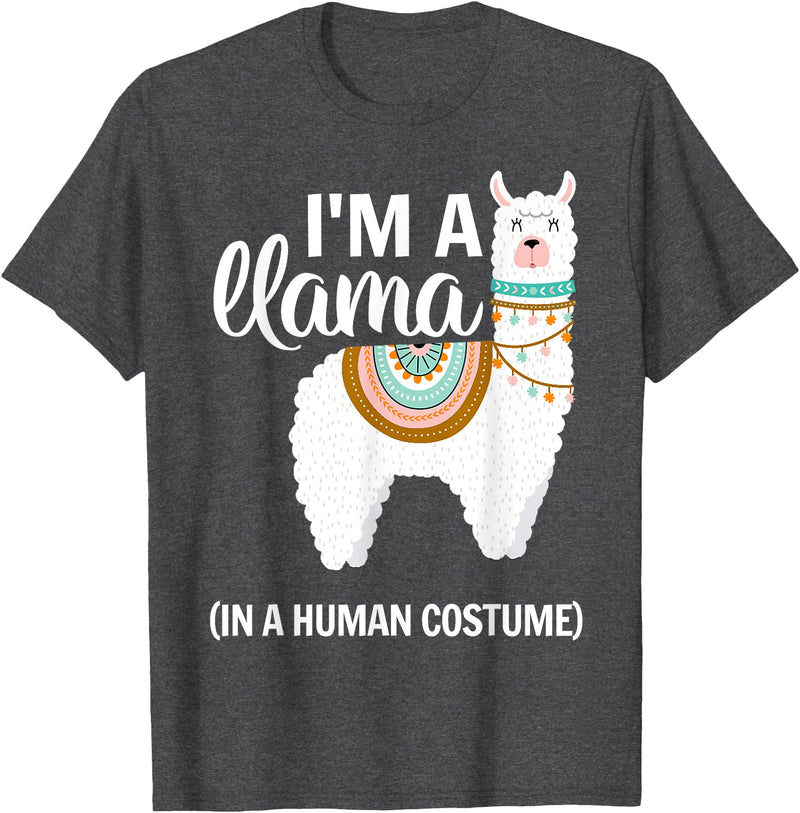 Human Costumes Inc. Llama Halloween Costume I'm A Llama in A Human Costume T-Shirt - Dark Heather Grey