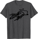 Rabbit Smoking a Pipe T-Shirt in Dark Heather Grey
