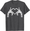 Skeleton Hand Halloween Trendy Novelty Graphic Art Skeleton Hands Heart Sign Halloween Tops T-Shirt - Dark Heather Grey