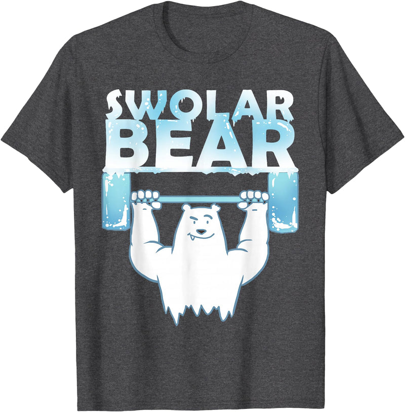 Funny Weightlifter Tees Funny Polar Bear Swolar Bear Lifting Tshirt T-Shirt - Dark Heather Grey
