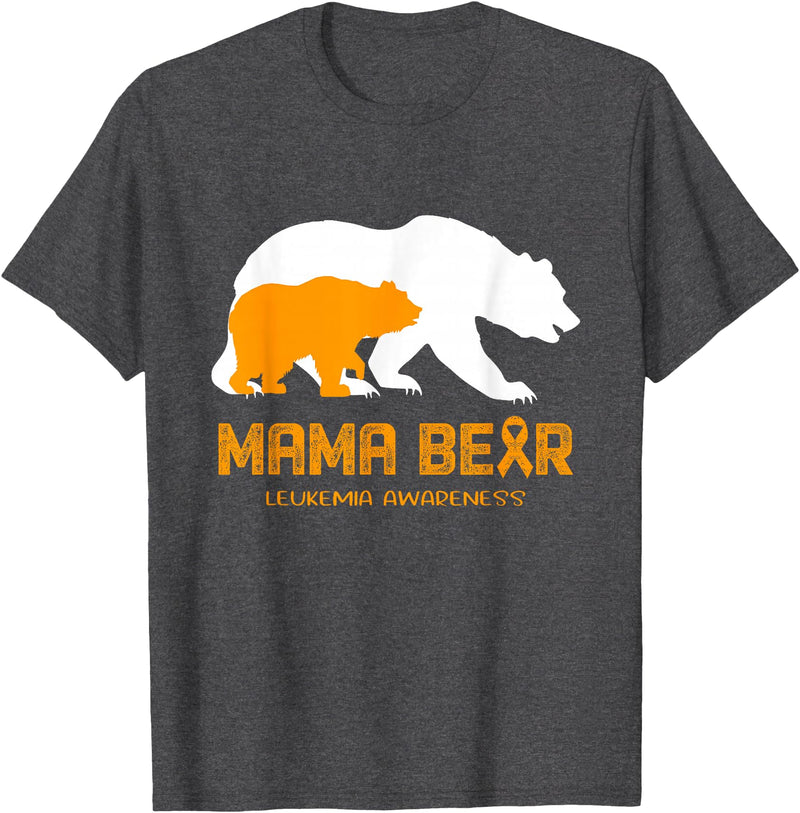 LEUKEMIA Awareness T-Shirt Mama Bear LEUKEMIA Awareness Shirt For Women Men T-Shirt - Dark Heather Grey
