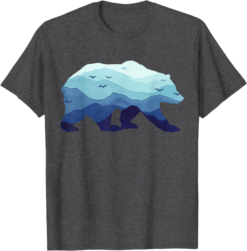 Grizzly Bear Mountains - Gifts & Apparel Co. Bear Nature Mountains Grizzly Hiking Camping Outdoor Gift T-Shirt - Dark Heather Grey