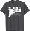 Welcome To Tennessee Bear Arms Gifts Welcome To Tennessee Pro Gun T-Shirt - Dark Heather Grey