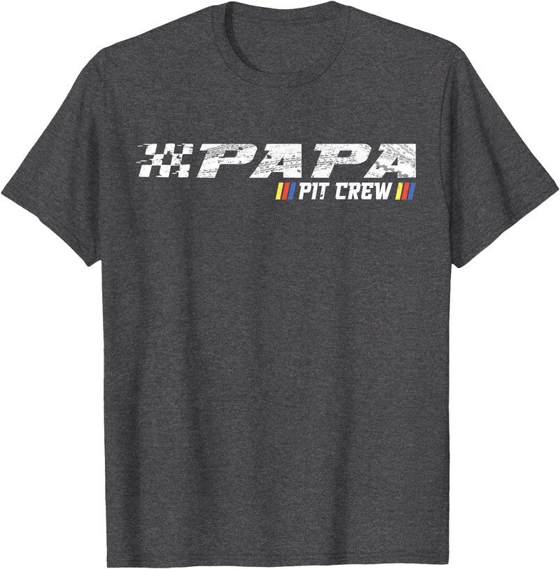 Race Car Birthday Family Race Car Birthday Party Racing Family Papa Pit Crew T-Shirt - Dark Heather Grey
