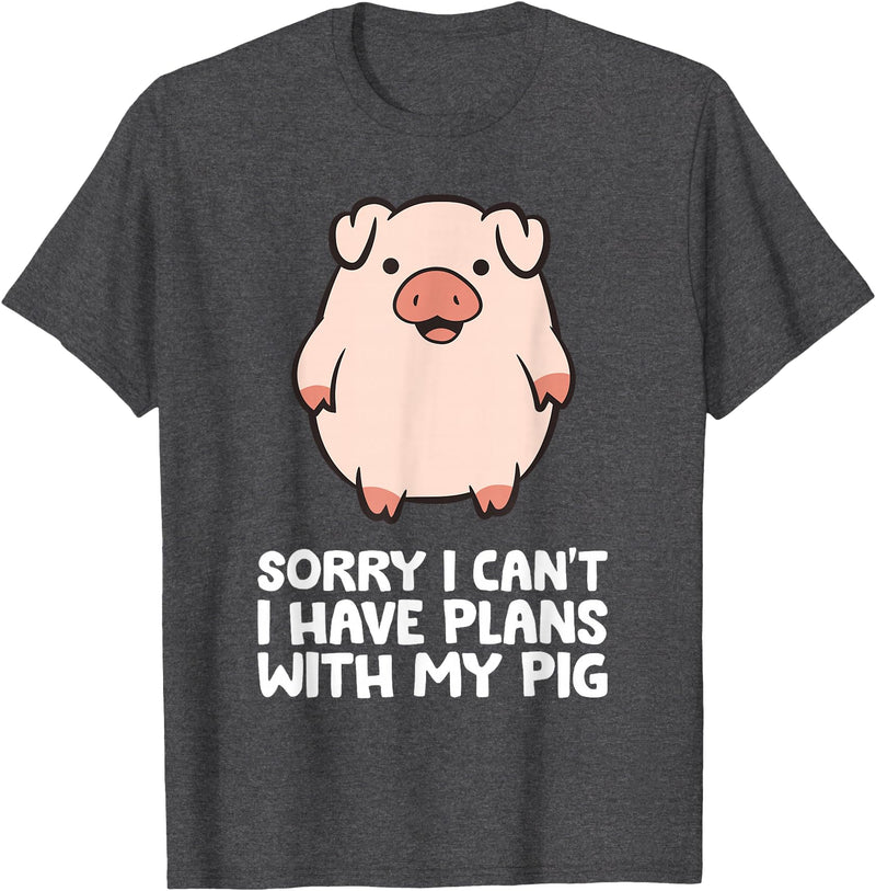 Pig Lover and Pig Farmer Gifts And Tees Pig Owner Pig Farmer Sorry I Can't I Have Plans With My Pig T-Shirt - Dark Heather Grey