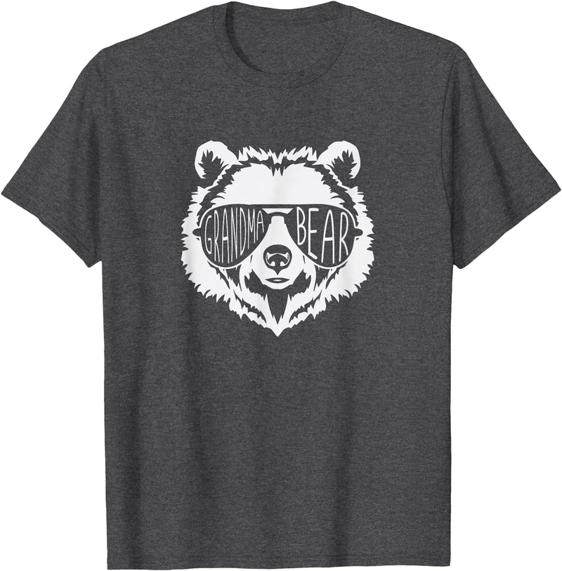 grandma Bear Family Apparel Grandma Bear Face with Sunglasses T-Shirt - Dark Heather Grey