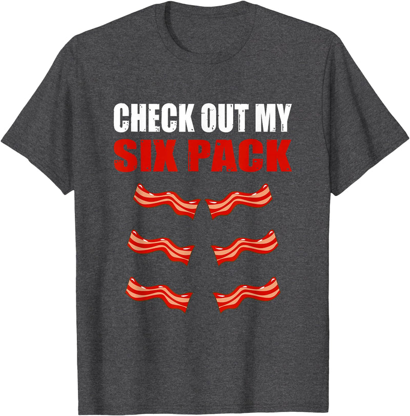 Check Out My Six Pack Bacon Gymer Bodybuilding Watch My Sixpack Funny Bacon Gymer Bodybuilding T-Shirt - Dark Heather Grey