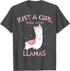 Just A Girl Who Loves Llamas Gift Shirt Just A Girl Who Loves Llamas T-Shirt Gift For Llama Gift Tee T-Shirt - Dark Heather Grey