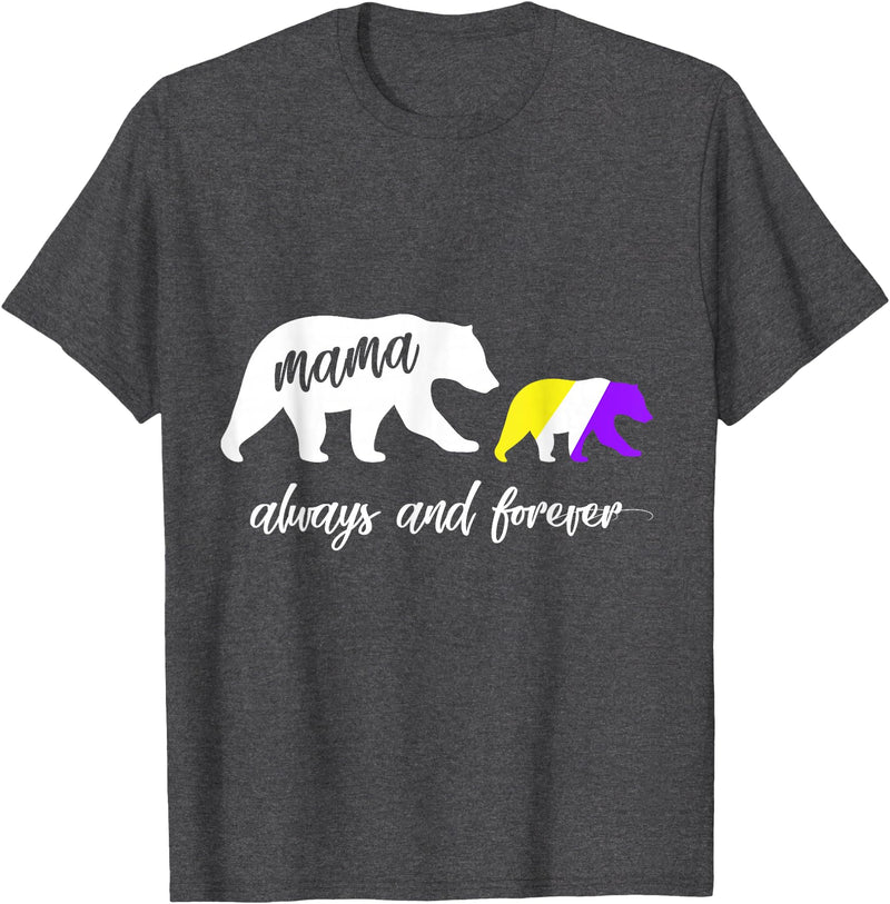 Nonbinary & Genderqueer Mama Bear T-Shirt Cute Nonbinary Mama Bear T-Shirt - Dark Heather Grey