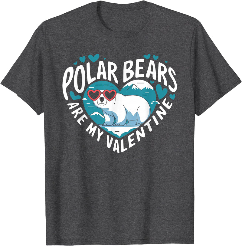 Funny Polar Bear Lover Apparel Polar Bears Are My Valentine Cute Polar Bear Valentines Day T-Shirt - Dark Heather Grey
