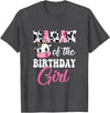 Vintage Retro Birthday Mamaw Of The Birthday Girl Farm Cow 1St Birthday Girl T-Shirt - Dark Heather Grey