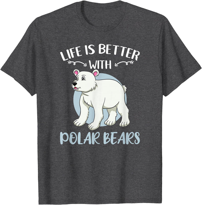 Hiking Lover Design Life is Better with Polar Bears T-Shirt - Dark Heather Grey