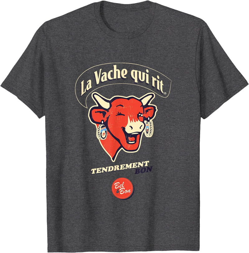 The Laughing Cow French Slogan T-Shirt - Dark Heather Grey