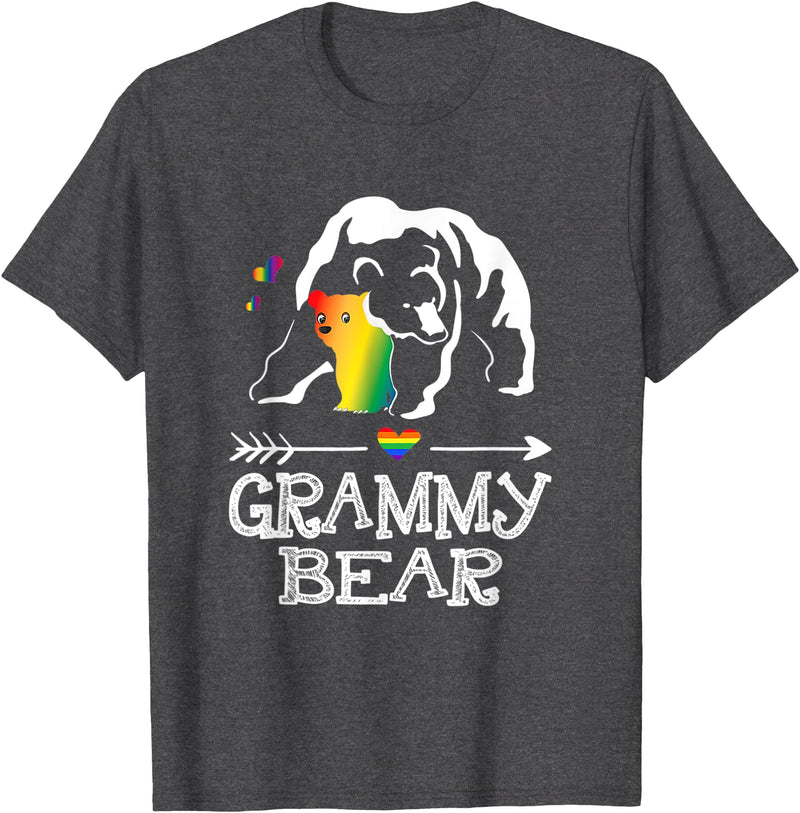 Proud Mom LGBT Pride Tee Grammy Bear Grammy Bear Proud Mom Rainbow Flag LGBT Pride T-Shirt - Dark Heather Grey