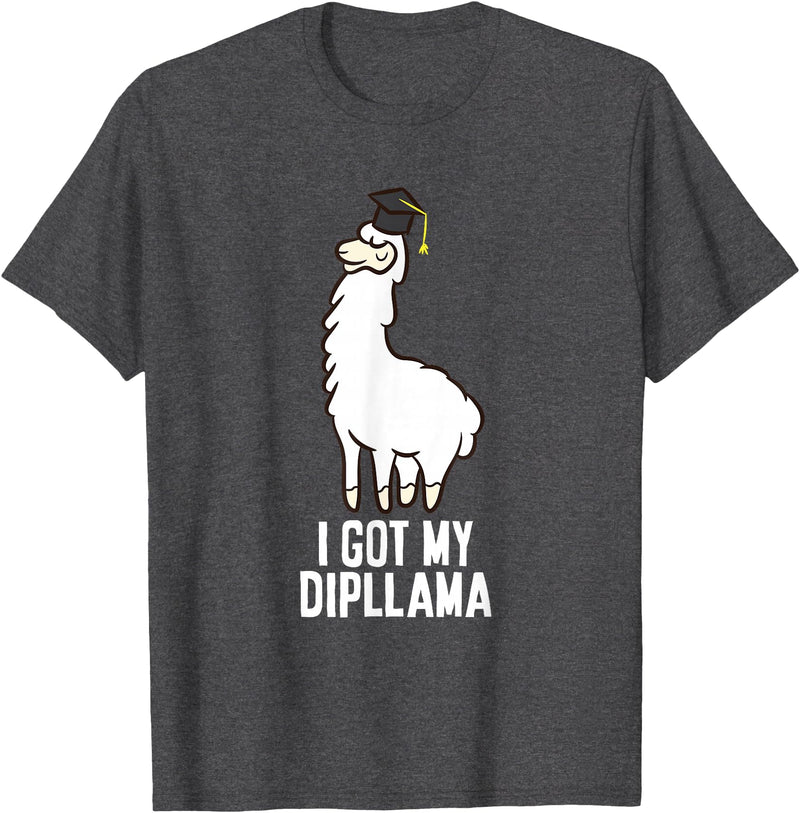 Funny Llamas Gifts LLama Graduation I Got My Dipllama Cute Llama T-Shirt - Dark Heather Grey