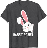 Rabbit First Day of the Month Good Luck Phrase T-Shirt in Dark Heather Grey