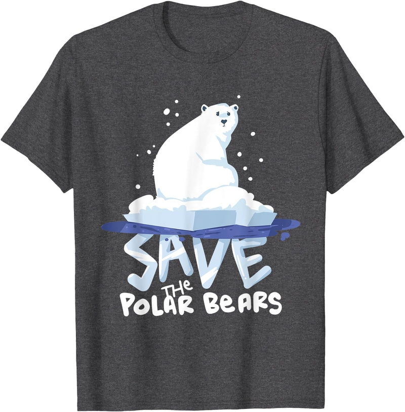 Polar Bears T-Shirts Tee Save The Polar Bears T-Shirt Save Animals Shirt Gift. T-Shirt - Dark Heather Grey